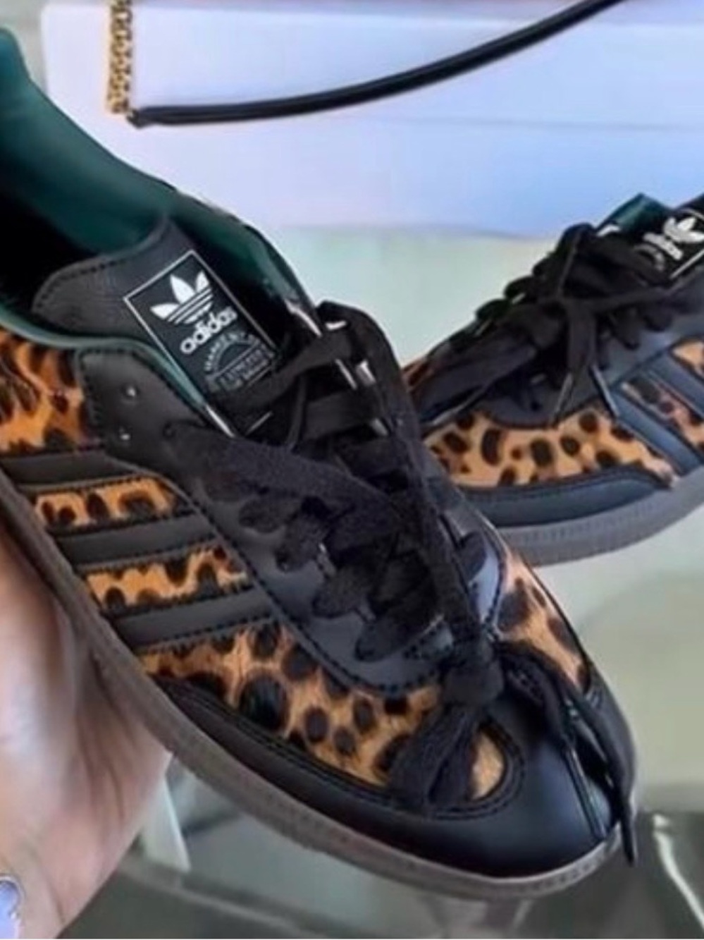 adidas Women’s Samba Leopard Print Sneakers - Black/Tan/Green